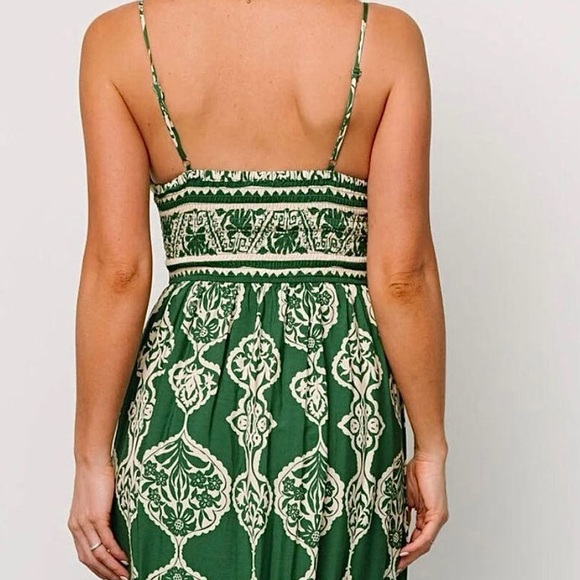💚 Hello Gorgeous! Printed V-Neck Maxi Cami Dress - Matcha Green - Picture 9 of 9